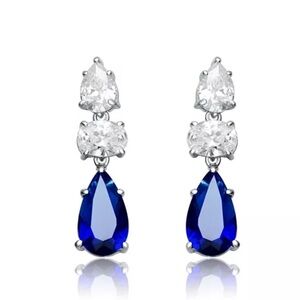 Genevive - Radiant White Gold Plated Drop Earrings